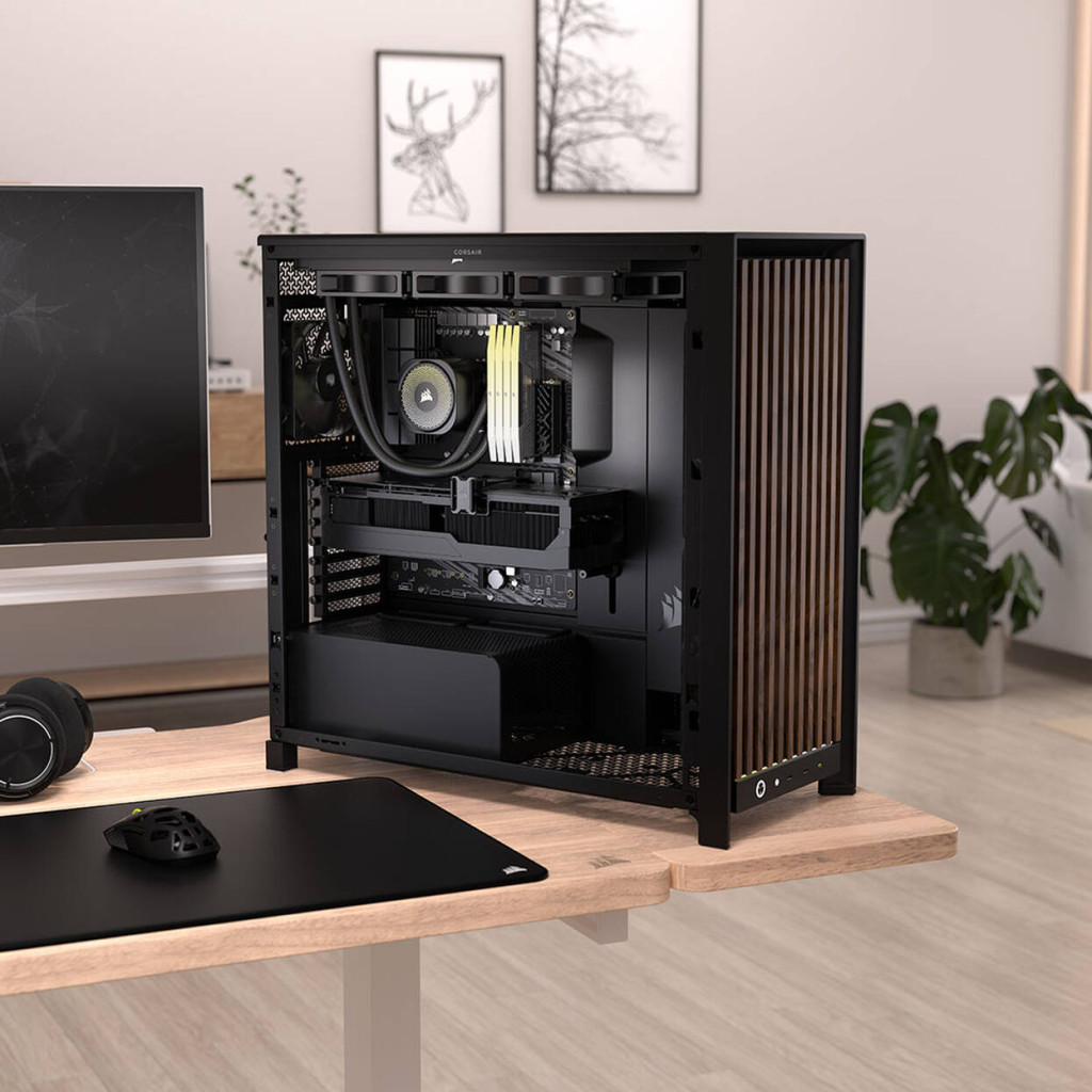 Corsair FRAME 5000D Wood RS PC Case, Mid-Tower, E-ATX, Tempered Glass - including 3x fans, black, wood : image 5