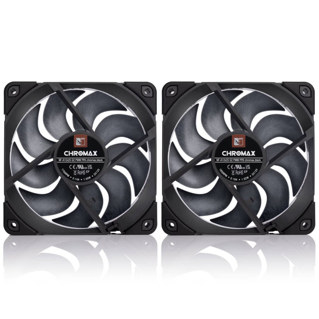 NOCTUA NF-A12x25 G2 Sx2-PP 120mm PWM Fan chromax/black - 2-Pack