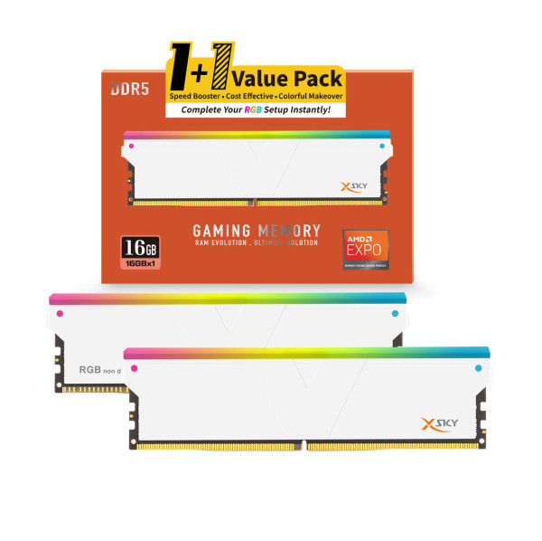 V-Color Manta XSky RGB DDR5-6000 RAM, CL28, EXPO – 16 GB Single Channel-Kit,1 x 16 GB, White