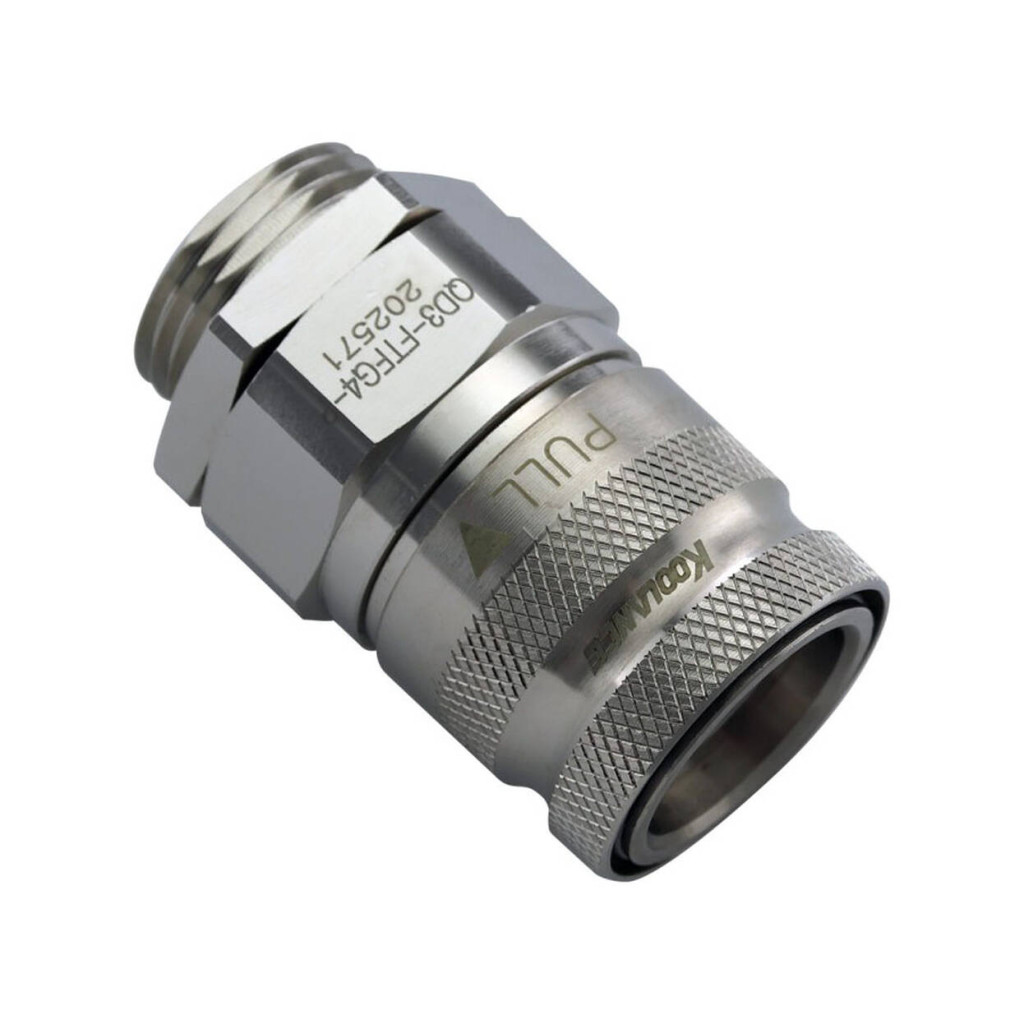Koolance QD3 Quick Disconnect, Straight Female to G1/4 Inch Male Bulkhead - No-Spill, Silver : image 1