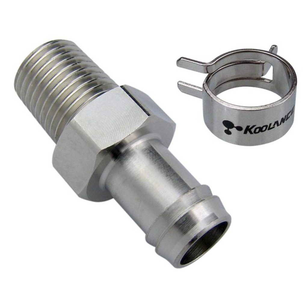 Koolance barb fitting, 10mm inner diameter, 1/4 NPT thread : image 1