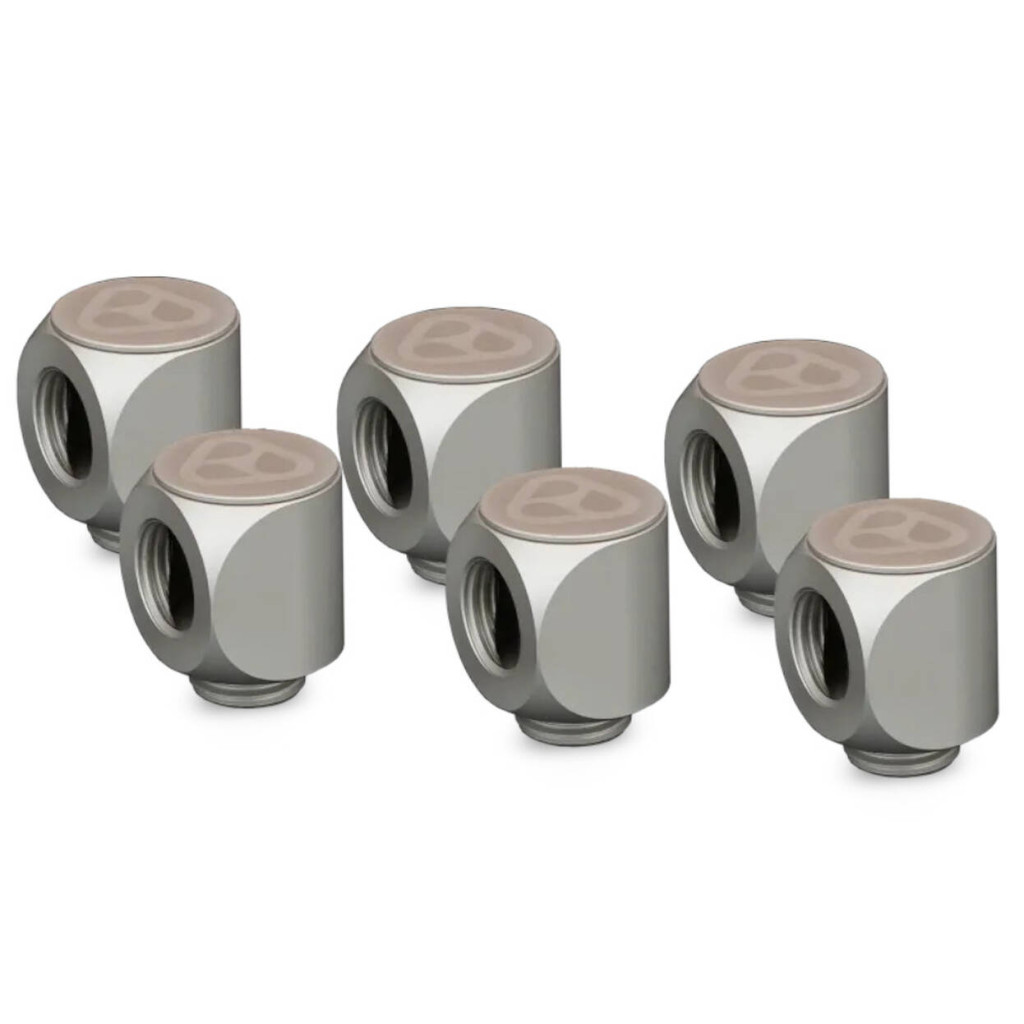 Thermal Grizzly DeltaMate Rotary Fitting - 90°, Matte Nickel, Pack of 6 : image 1