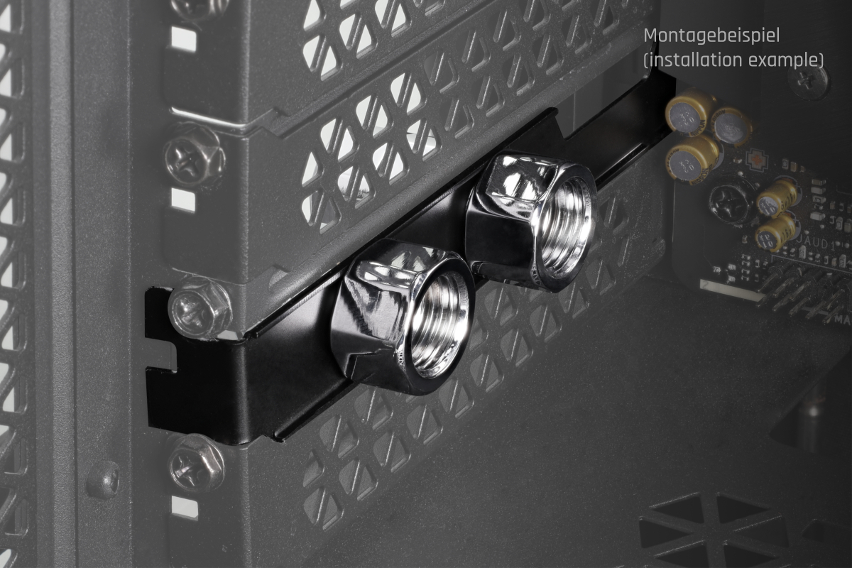 Alphacool ES PCIe Slot Bracket 2x G1/4 Female Thread and Cable Pass-Through