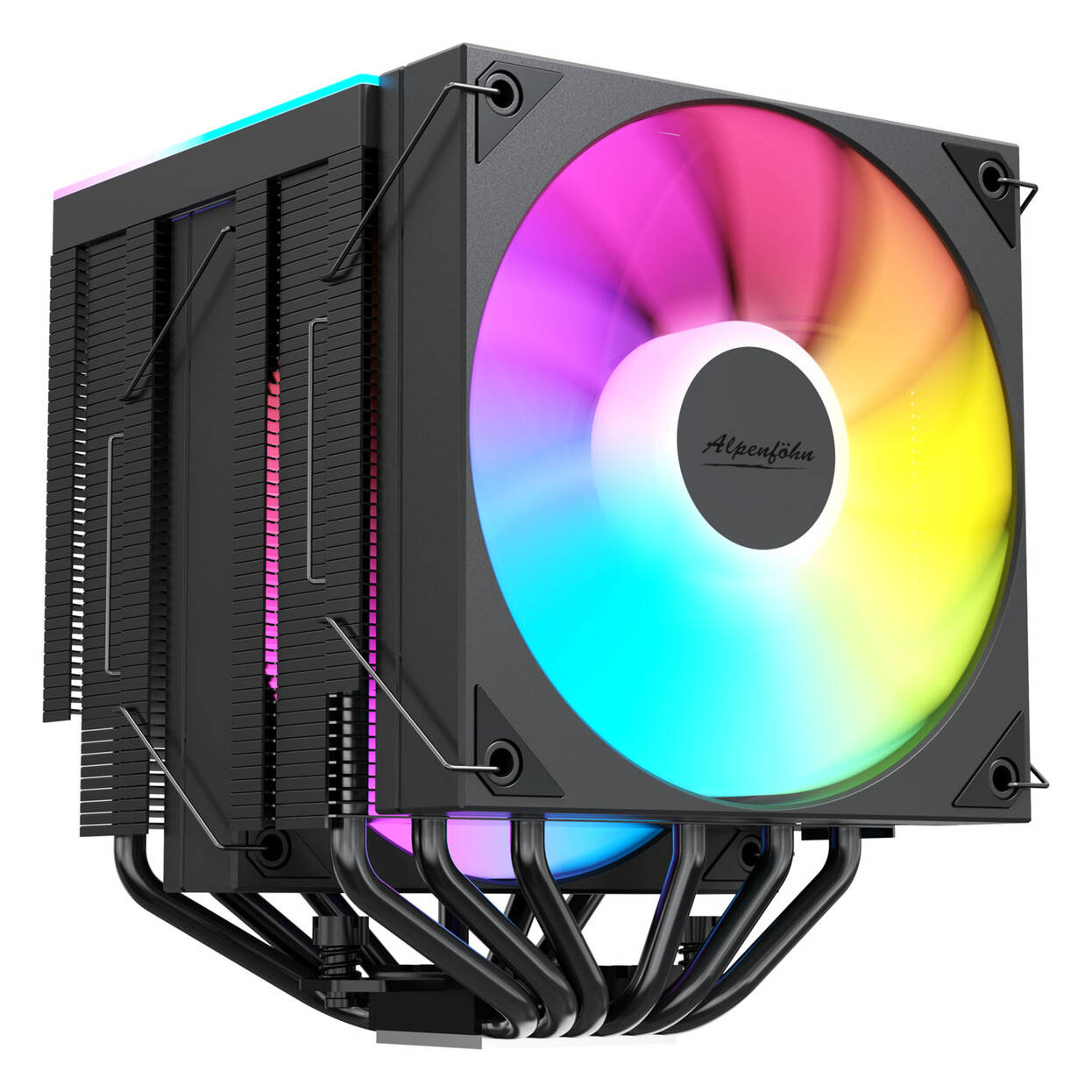 Alpenfohn Matterhorn 2 Aurora Max CPU Cooler, 250 W TDP, Dual-Tower, 2x 120 mm PWM, ARGB – Black : image 2