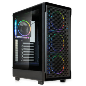 Kolink AM2 ARGB PC Case, Midi-Tower, ATX, Tempered Glass – includes 4x 120mm fans, black : image 1