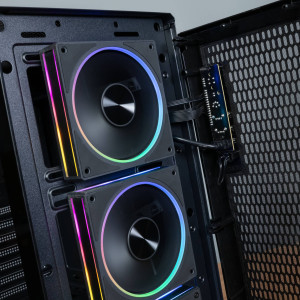 Kolink AM2 ARGB PC Case, Midi-Tower, ATX, Tempered Glass – includes 4x 120mm fans, black : image 10