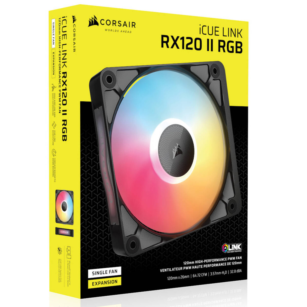 CORSAIR iCUE LINK RX120 II RGB PWM Fan, 120mm, 2,100 RPM – Black : image 6