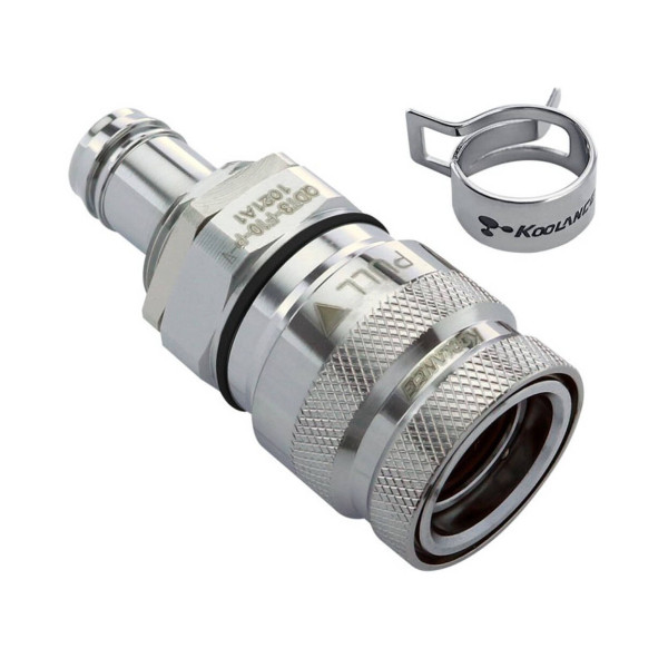 Koolance QDT3 Viton Quick Disconnect, Female, Panel Fitting – 10 mm ID (3/8 inch)