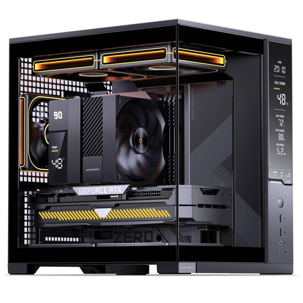 Jonsbo D34 PC Case with Digital Display, mATX, Tempered Glass Mini Tower - Black : image 7