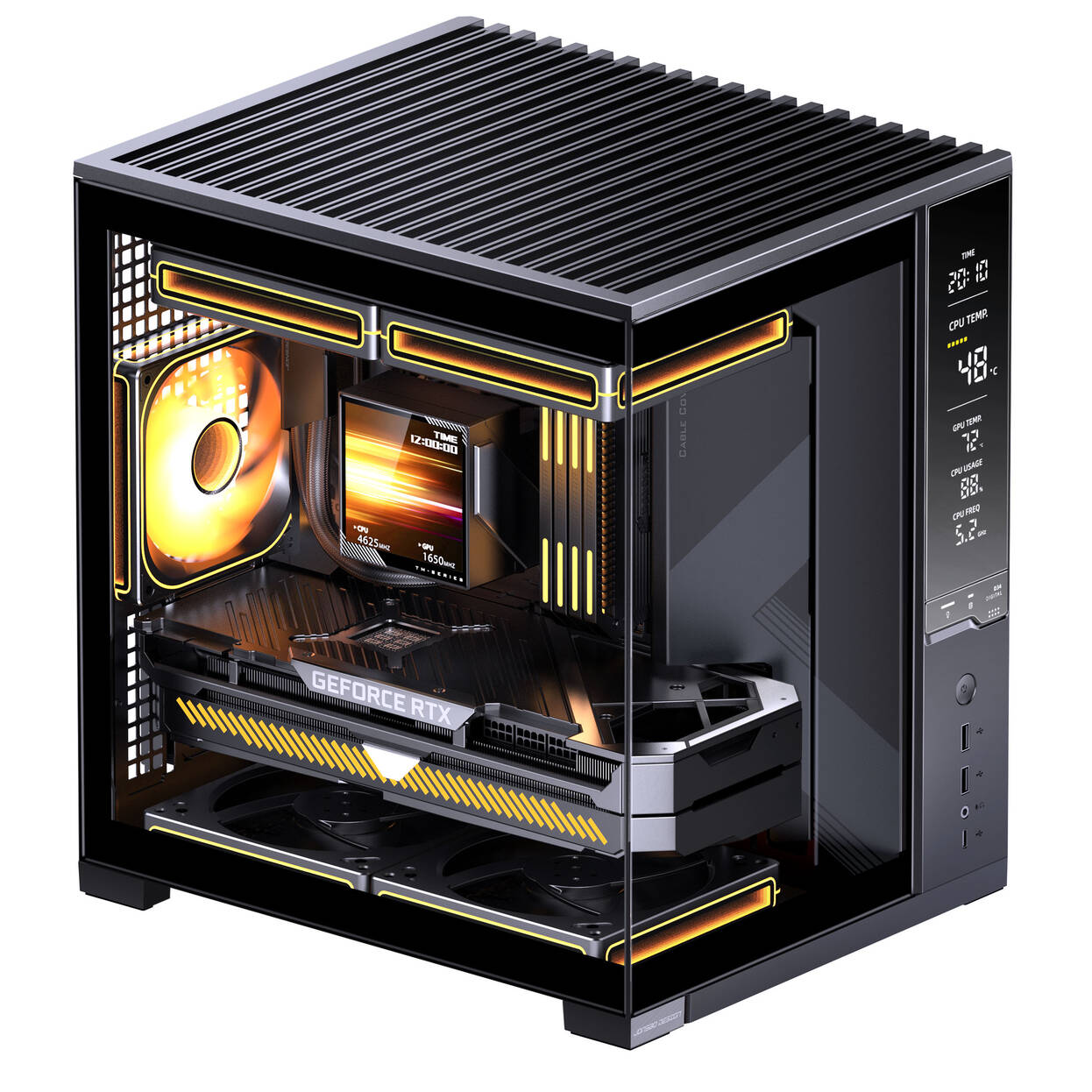 Jonsbo D34 PC Case with Digital Display, mATX, Tempered Glass Mini Tower - Black : image 8