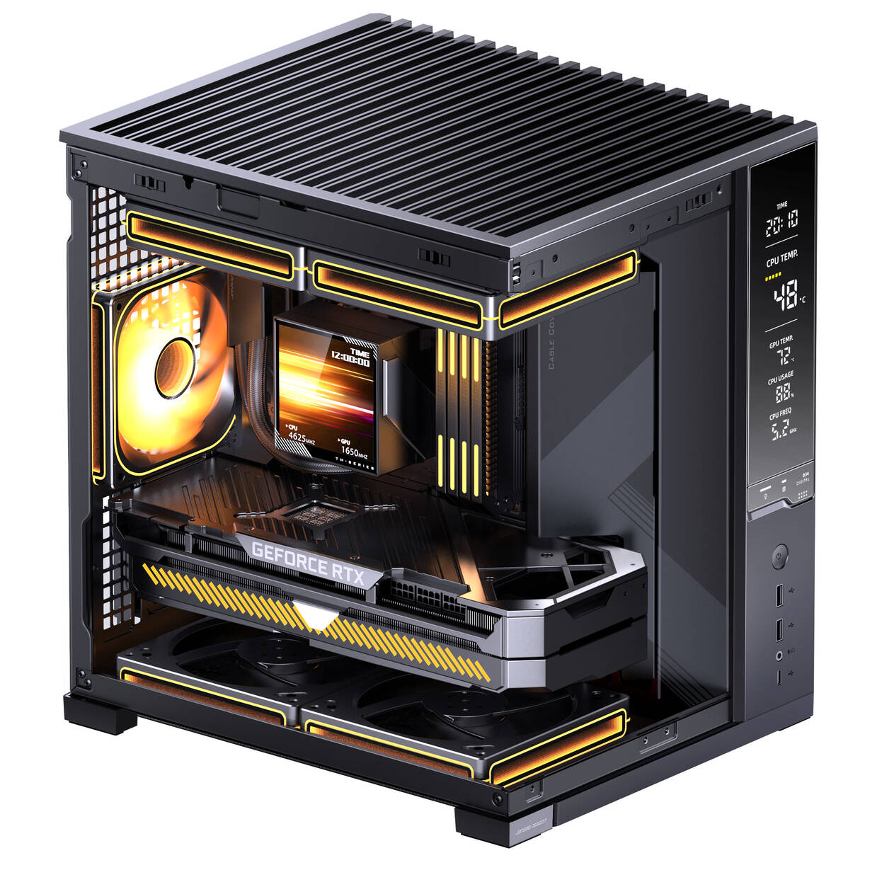Jonsbo D34 PC Case with Digital Display, mATX, Tempered Glass Mini Tower - Black : image 9