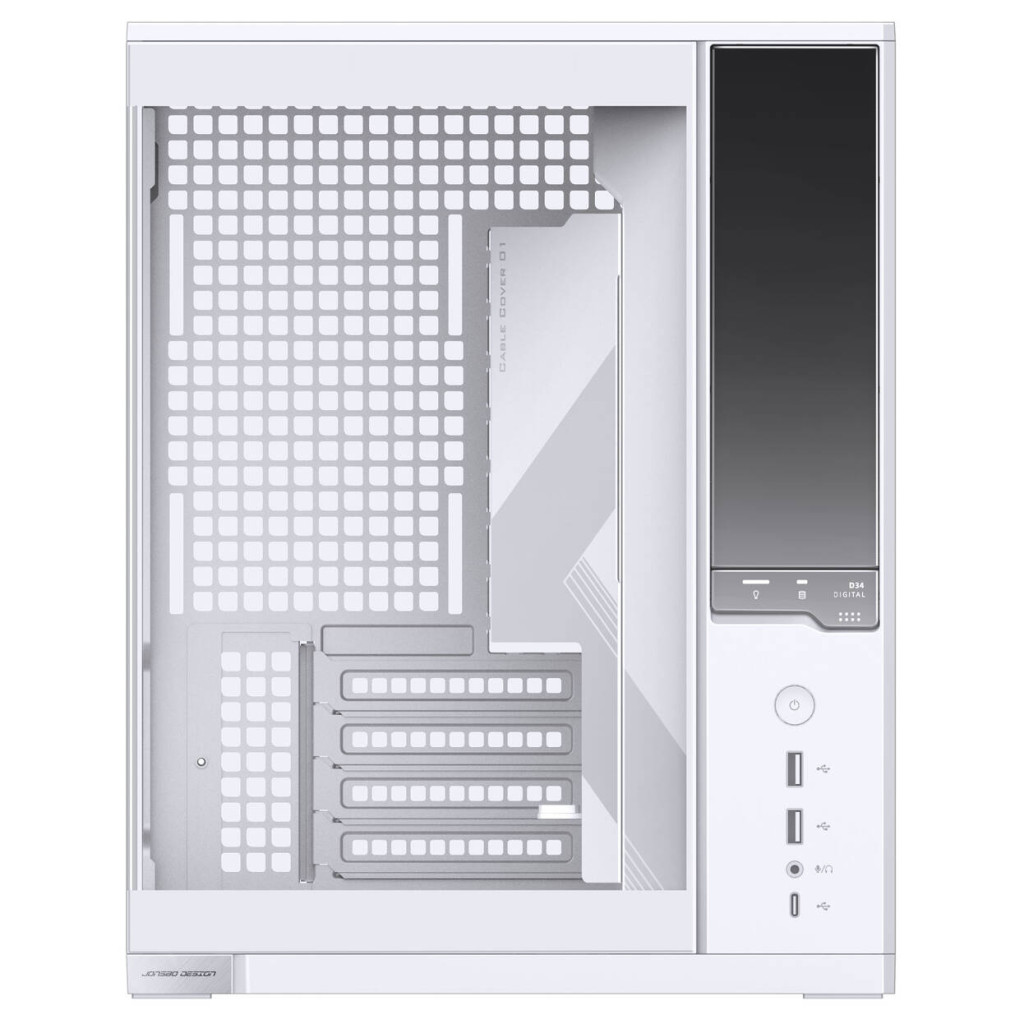 Jonsbo D34 PC Case with Digital Display, mATX, Tempered Glass Mini Tower - White : image 7