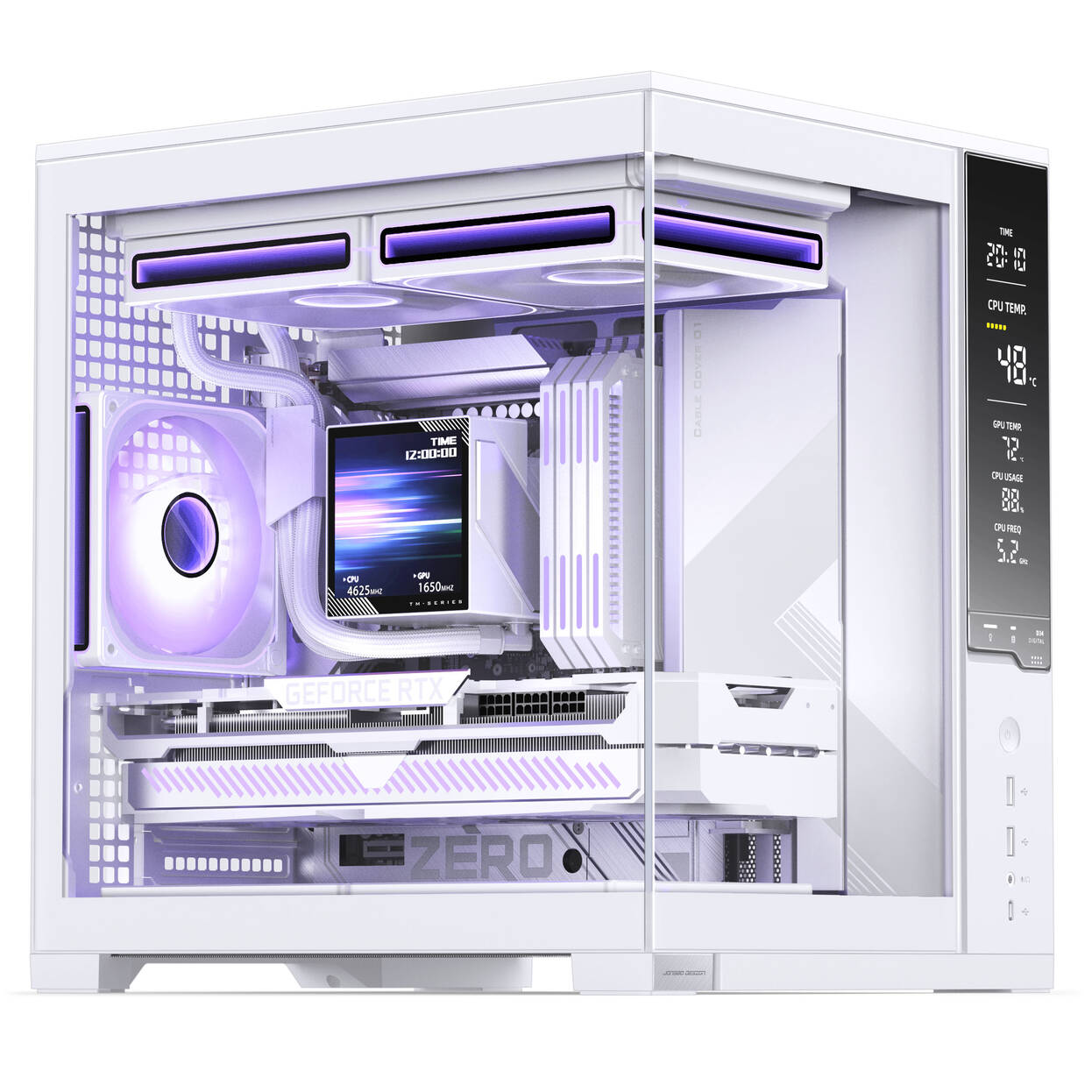 Jonsbo D34 PC Case with Digital Display, mATX, Tempered Glass Mini Tower - White : image 8