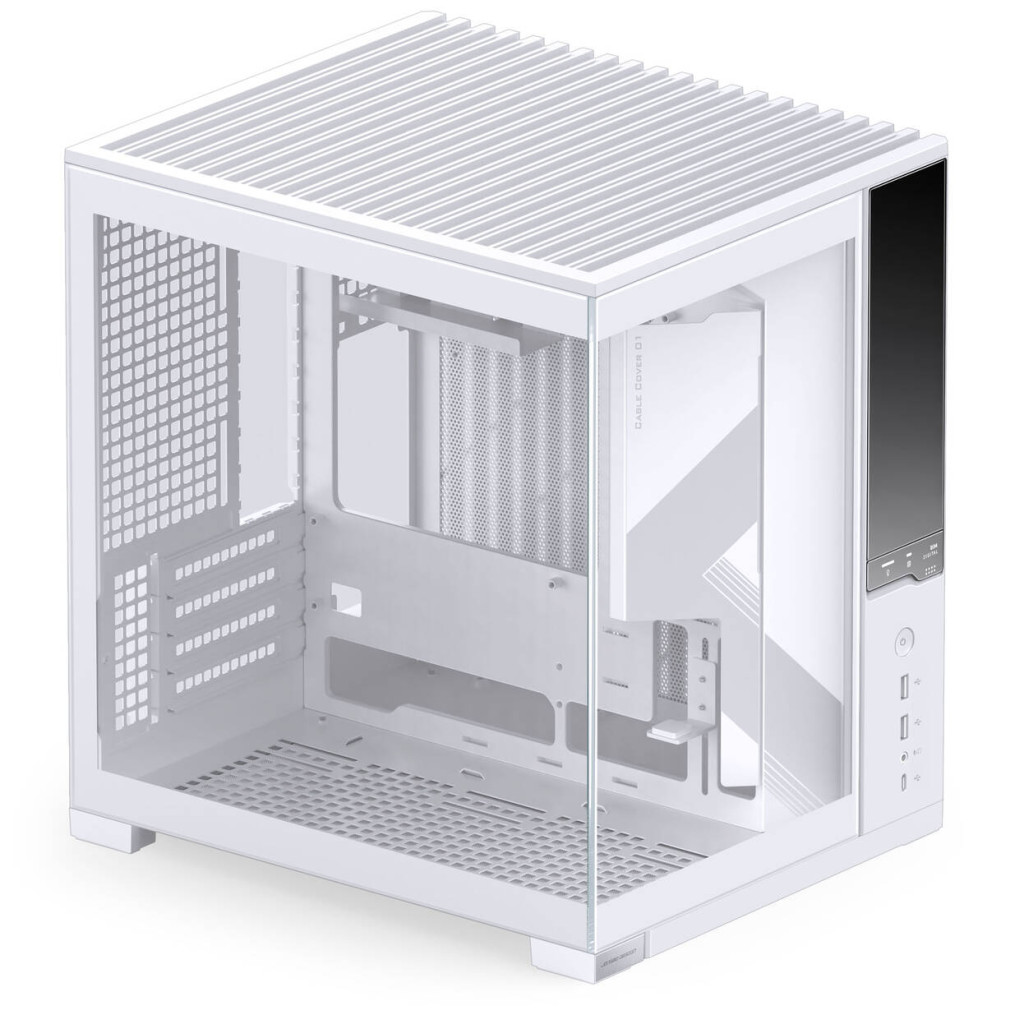 Jonsbo D34 PC Case with Digital Display, mATX, Tempered Glass Mini Tower - White : image 2