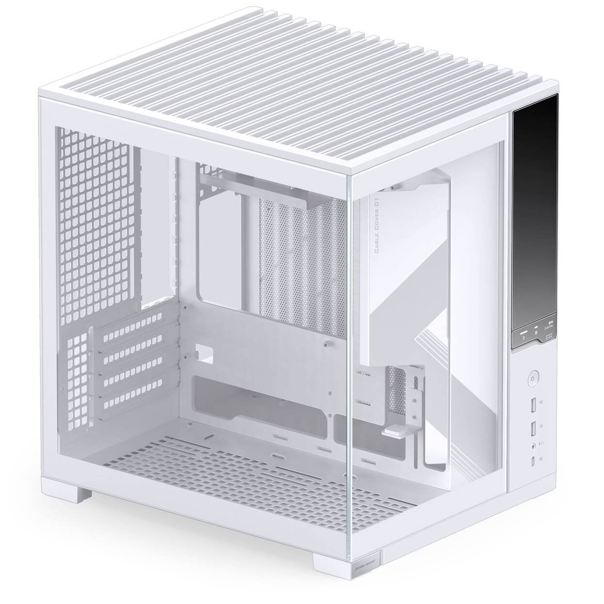Jonsbo D34 PC Case with Digital Display, mATX, Tempered Glass Mini Tower - White : image 2