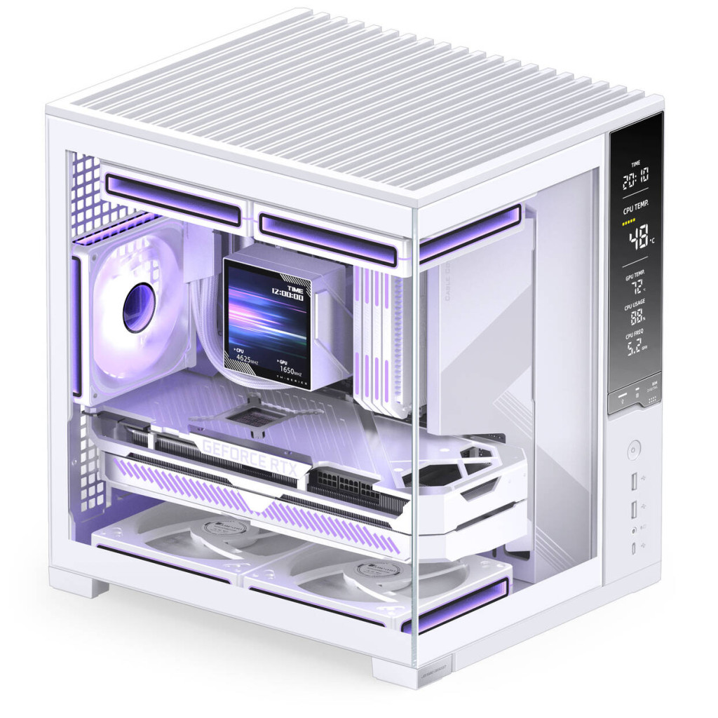 Jonsbo D34 PC Case with Digital Display, mATX, Tempered Glass Mini Tower - White : image 6