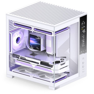 Jonsbo D34 PC Case with Digital Display, mATX, Tempered Glass Mini Tower - White : image 6