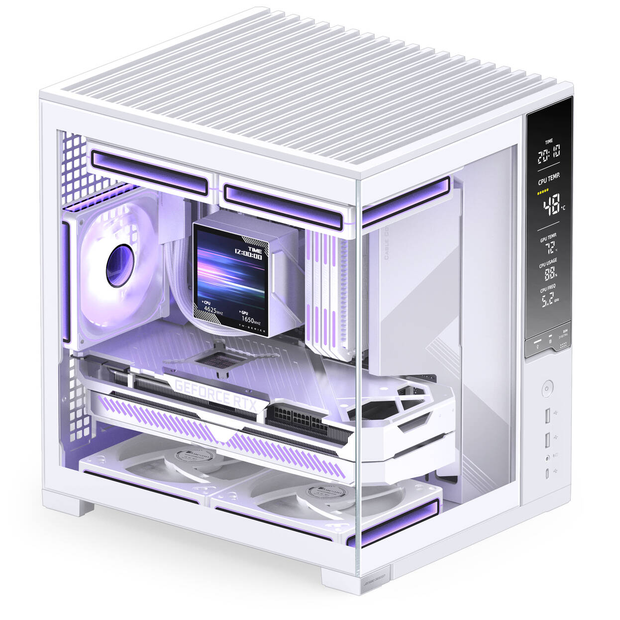 Jonsbo D34 PC Case with Digital Display, mATX, Tempered Glass Mini Tower - White : image 6