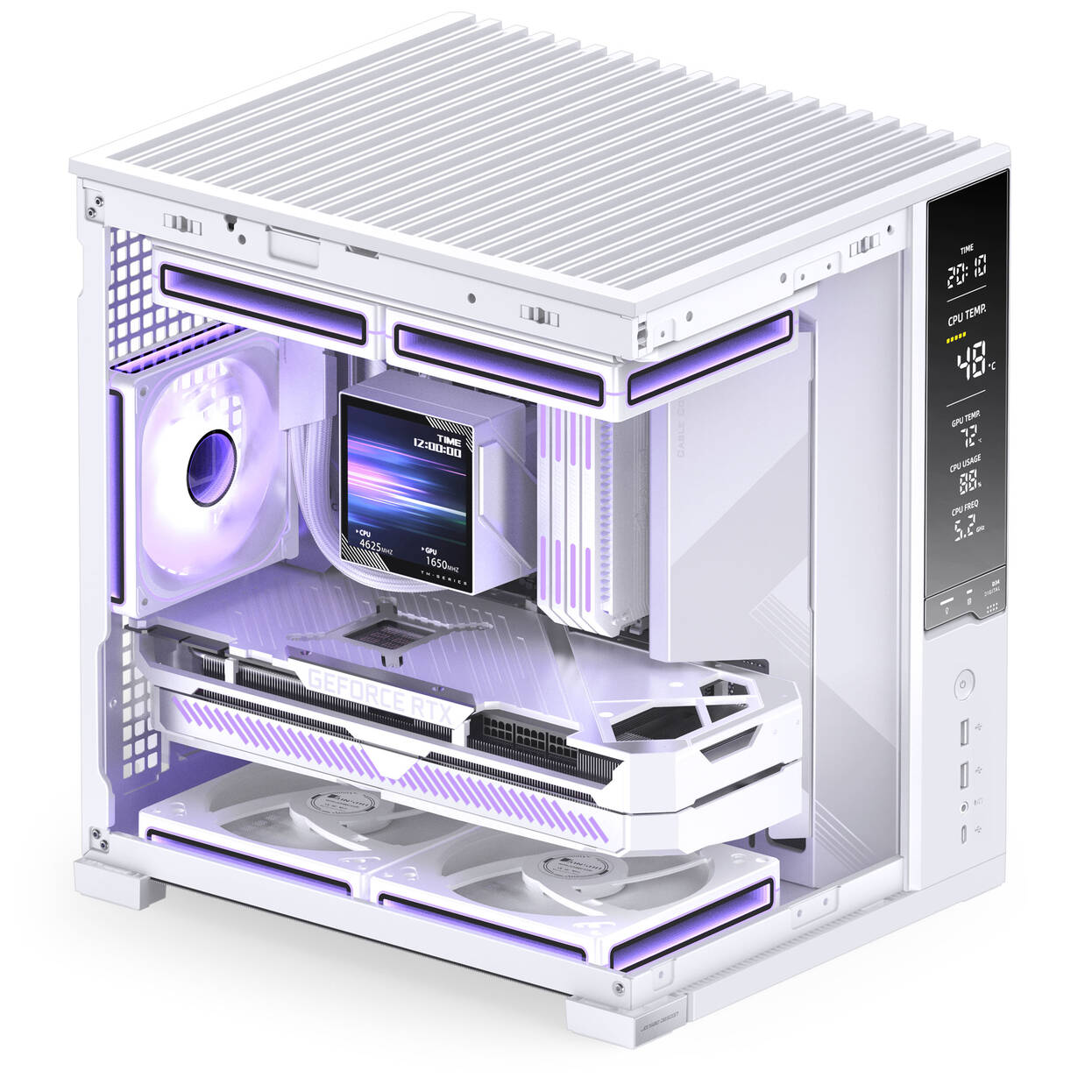 Jonsbo D34 PC Case with Digital Display, mATX, Tempered Glass Mini Tower - White : image 10