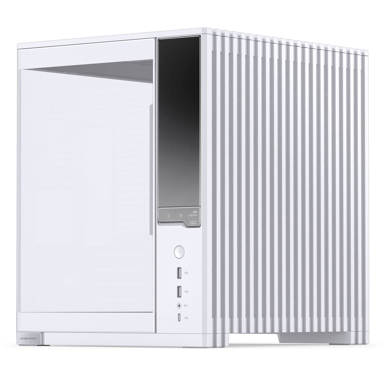 Jonsbo D34 PC Case with Digital Display, mATX, Tempered Glass Mini Tower - White : image 3