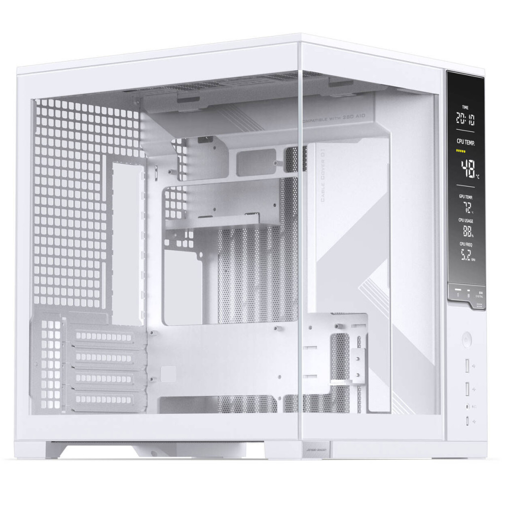 Jonsbo D34 PC Case with Digital Display, mATX, Tempered Glass Mini Tower - White : image 1
