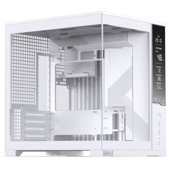 Jonsbo D34 PC Case with Digital Display, mATX, Tempered Glass Mini Tower – White