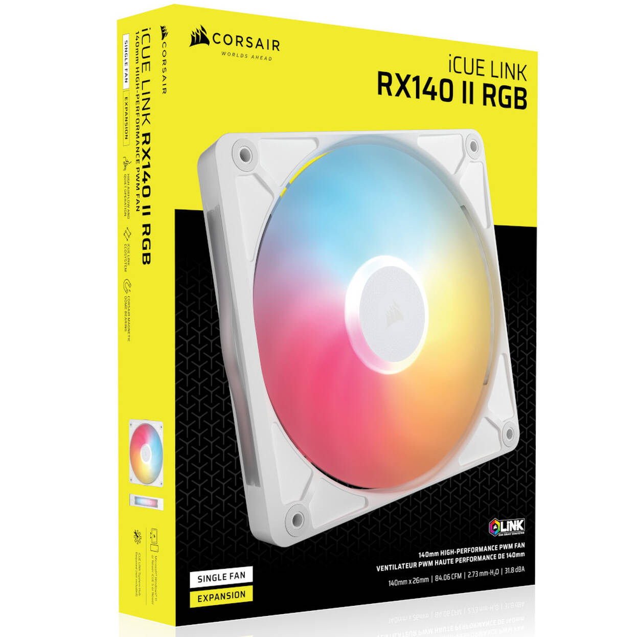 CORSAIR iCUE LINK RX140 RGB PWM Fan, 140mm, 1,700 RPM – White : image 6