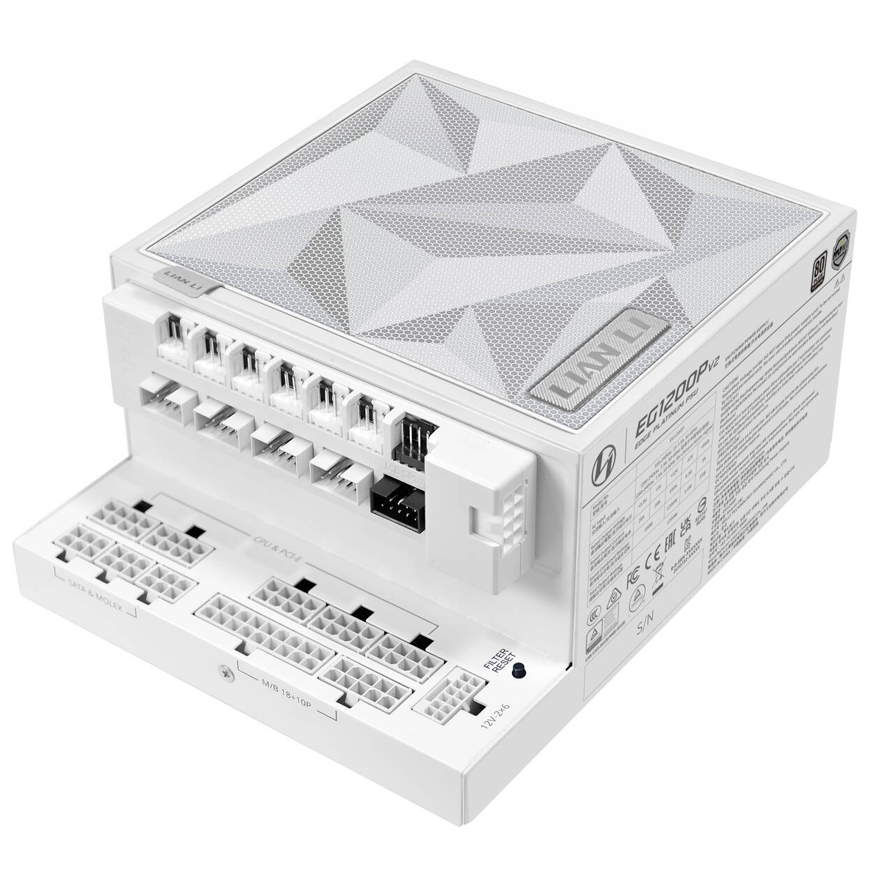 Lian Li EDGE Platinum V2 Power Supply with EDGE Hub V2 - White, 1,200W