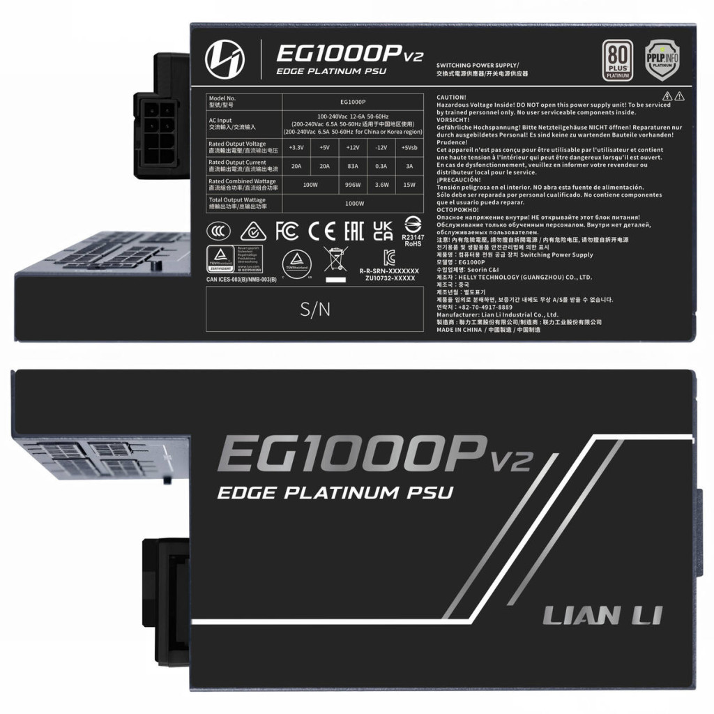 Lian Li EDGE Platinum V2 power supply with EDGE Hub V2 - black, 1,000W