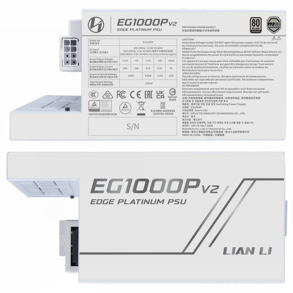 Lian Li EDGE Platinum V2 Power Supply with EDGE Hub V2 - White, 1,000W