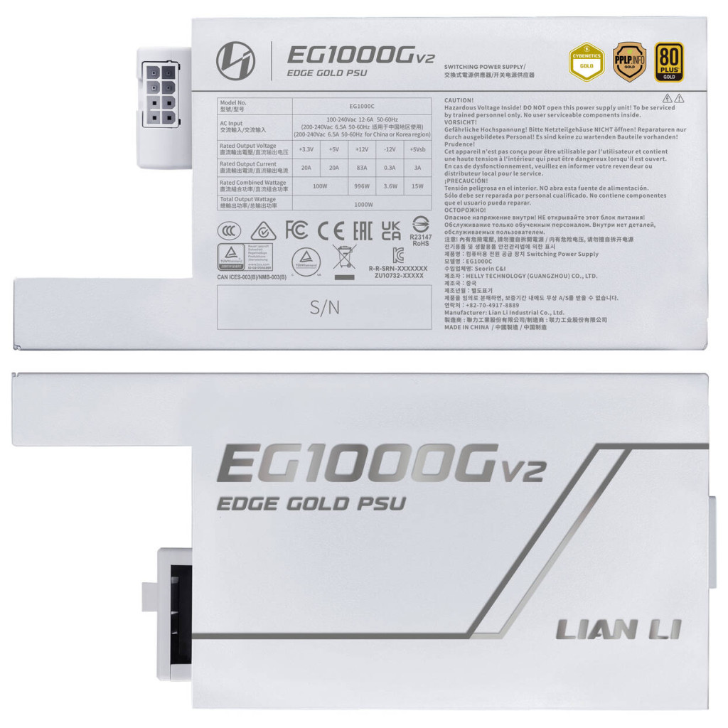 Lian Li EDGE Gold V2 Power Supply with EDGE Hub V2 - White, 1,000W