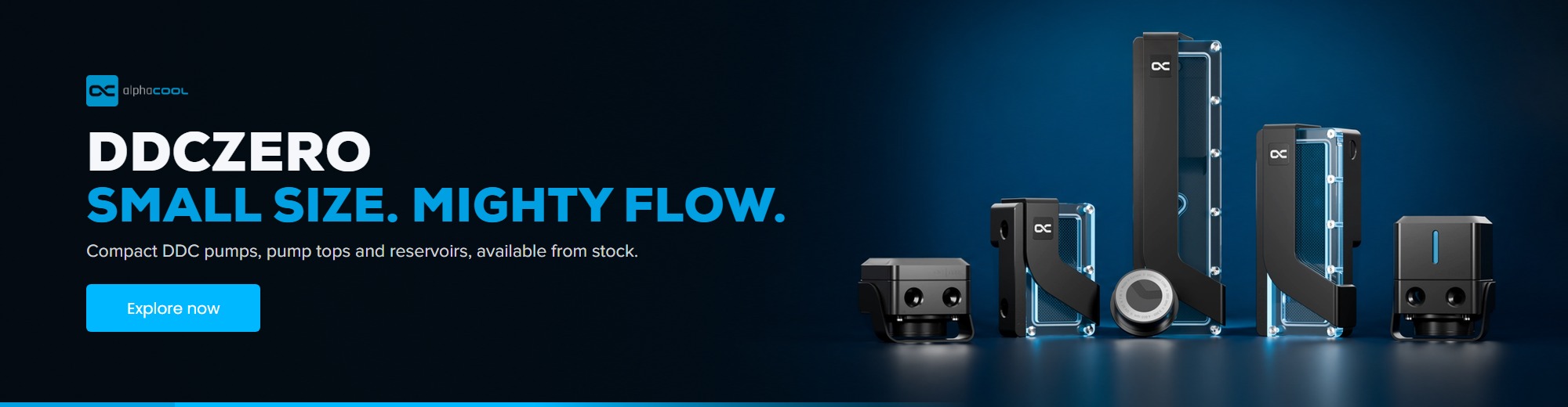 Alphacool DDCzero pumps, pump top and reservoirs
