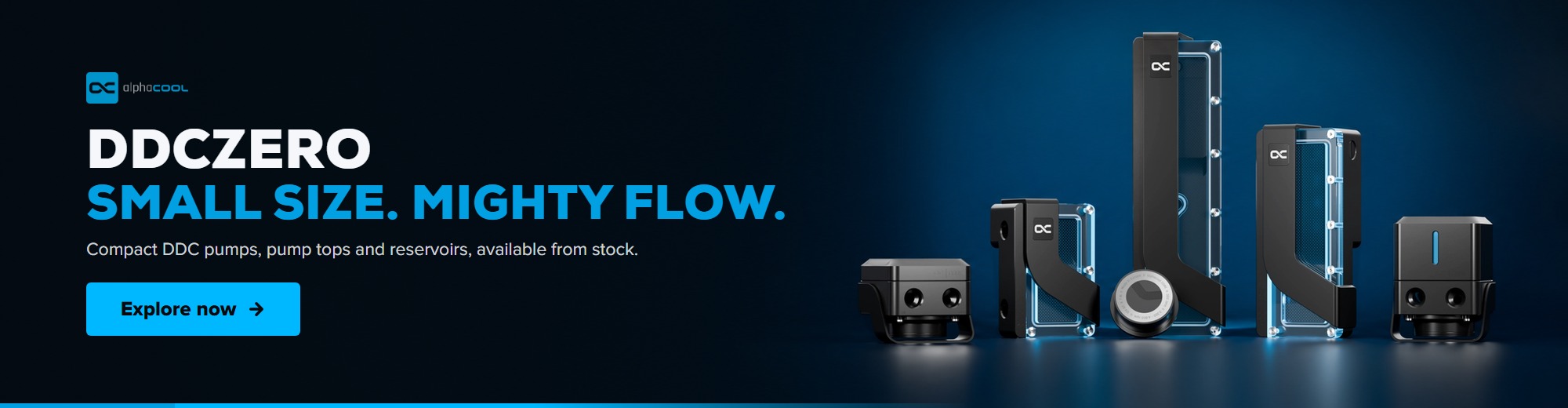 Alphacool DDCzero pumps, pump top and reservoirs