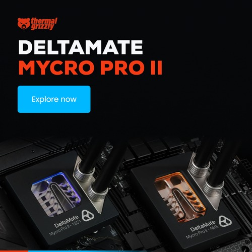 Thermal Grizzly DeltaMate Mycro Pro II CPU water blocks for Intel 1851 and AMD AM5