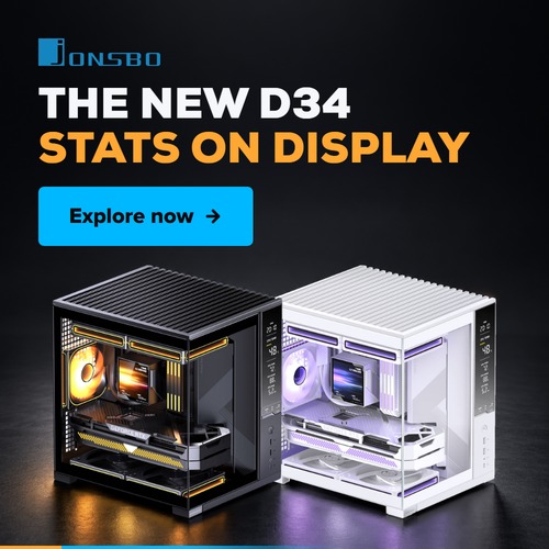 Jonsbo D34 micro ATX PC case in black and white