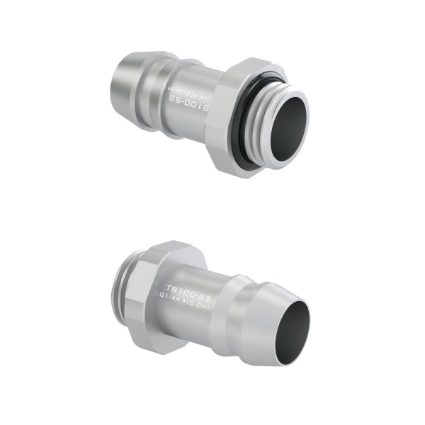 Barrow G1/4 Commercial Grade 10mm (3/8″) Stainless Steel Barb Fitting (2 Pack) – Silver