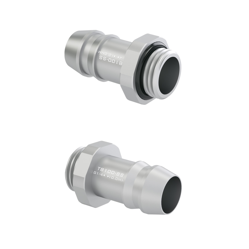 Barrow G1/4 Commercial Grade 10mm (3/8") Stainless Steel Barb Fitting (2 Pack) - Silver