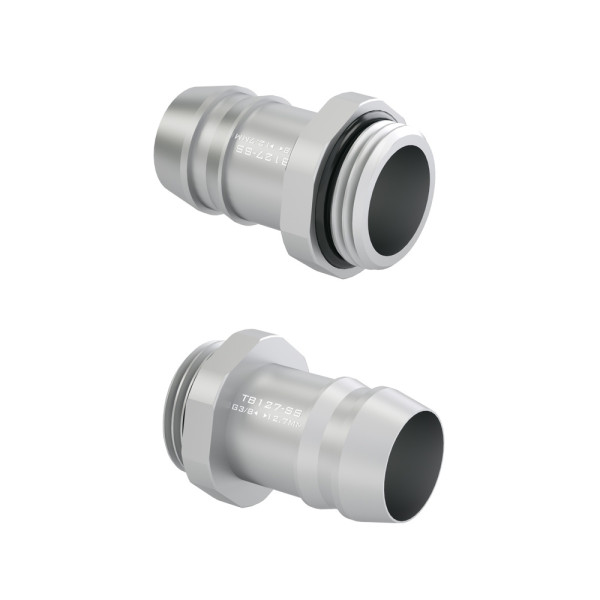 Barrow G3/8 Commercial Grade 12.7mm (1/2″) Stainless Steel Barb Fitting (2 Pack) – Silver