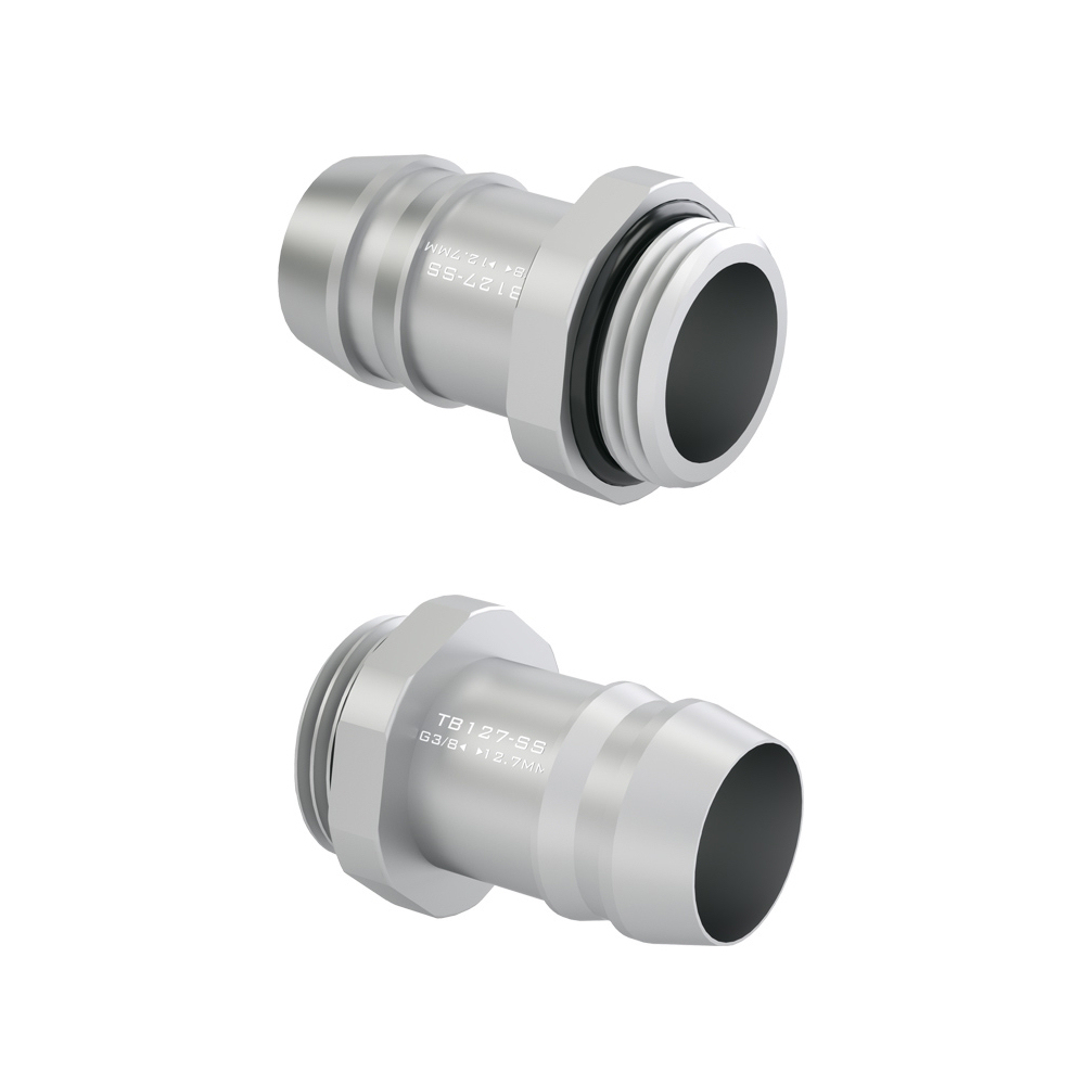 Barrow G3/8 Commercial Grade 12.7mm (1/2") Stainless Steel Barb Fitting (2 Pack) - Silver