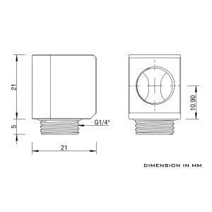 Barrow G1/4 Male Rotary MINI 90 Degree Angle - Silver