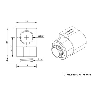Barrow G1/4 Commercial Grade 90 Degree Stainless Steel, Male / Female Rotary - Silver