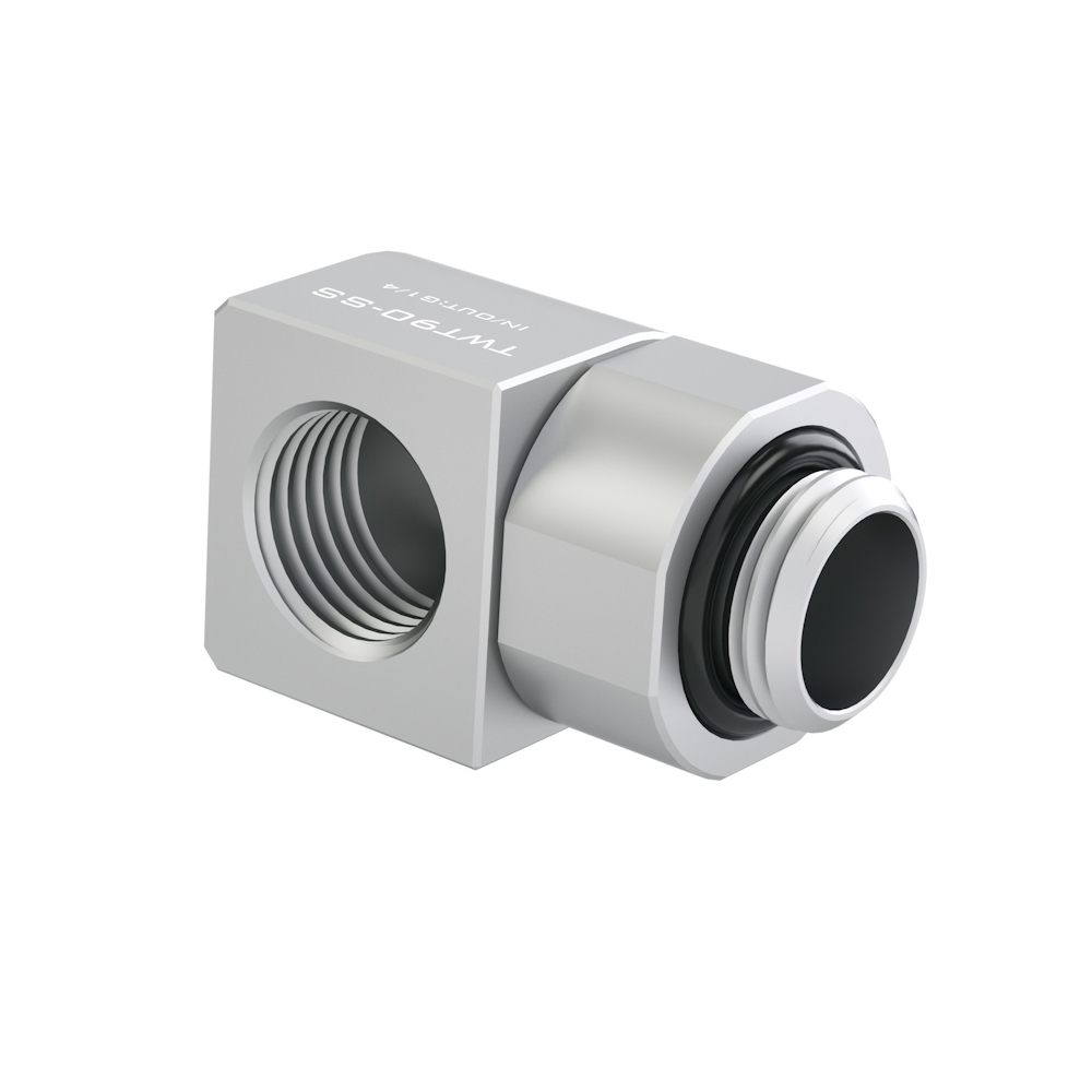 Barrow G1/4 Commercial Grade 90 Degree Stainless Steel, Male / Female Rotary - Silver