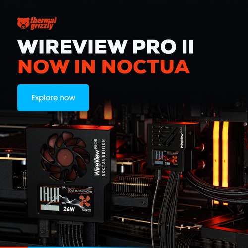 Thermal Grizzly WireView Pro II Noctua Edition and Wired version installed in a PC