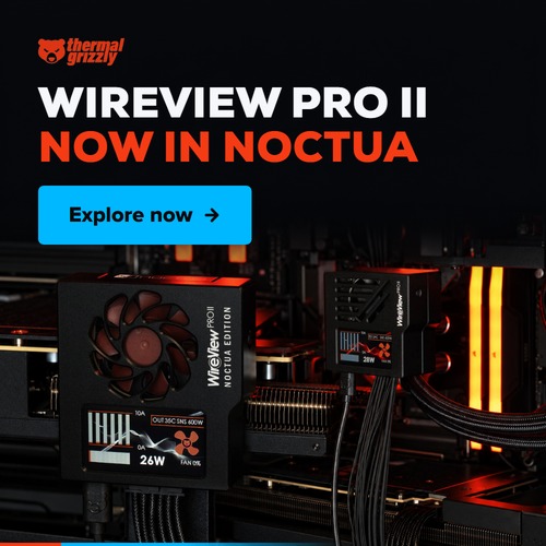 Thermal Grizzly WireView Pro II Noctua Edition and Wired version installed in a PC