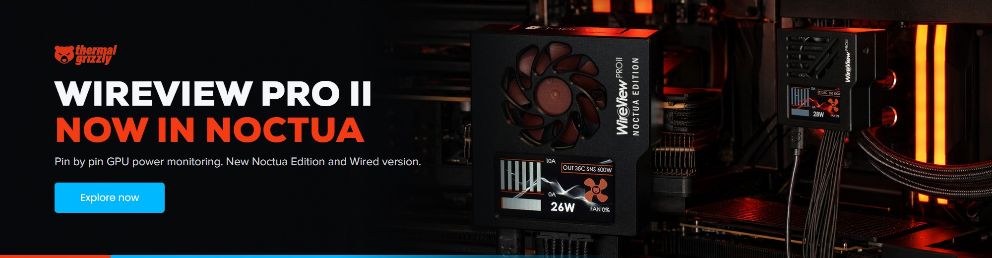 Thermal Grizzly WireView Pro II Noctua Edition and Wired version installed in a PC