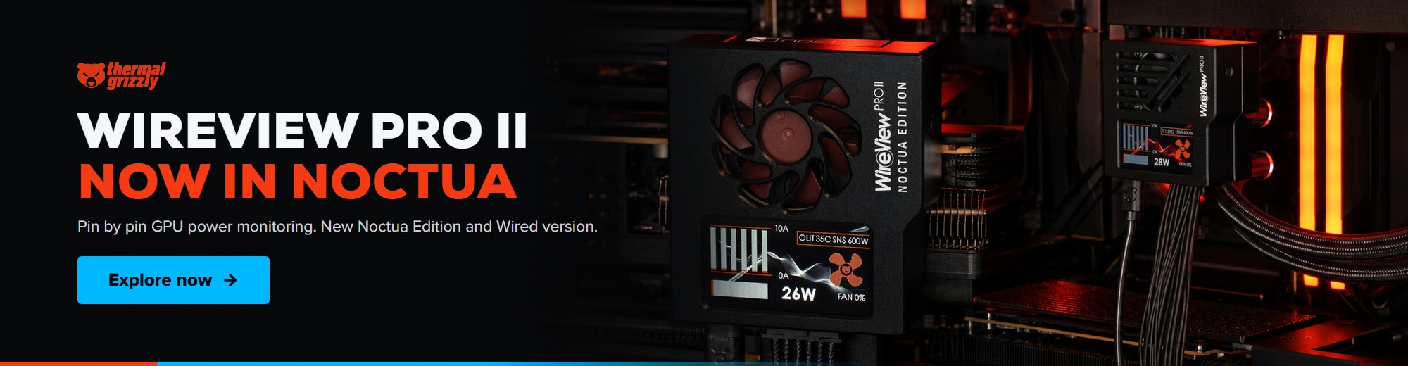 Thermal Grizzly WireView Pro II Noctua Edition and Wired version installed in a PC